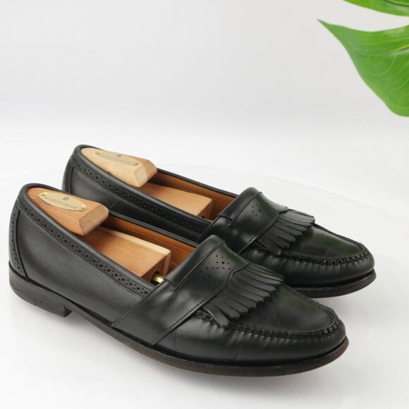 VTG Cole Haan Mens Loafer Size 9.5 D Black Leather Kiltie Shoe American Handsewn main image 5